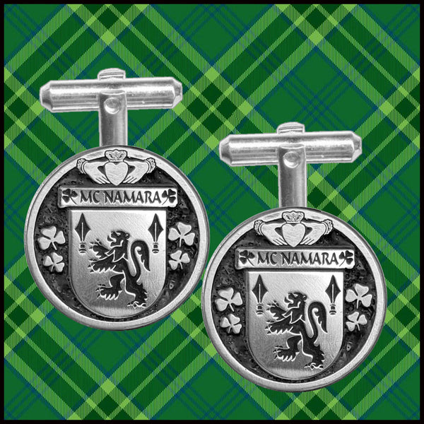 McNamara Irish Coat of Arms Disk Cufflinks