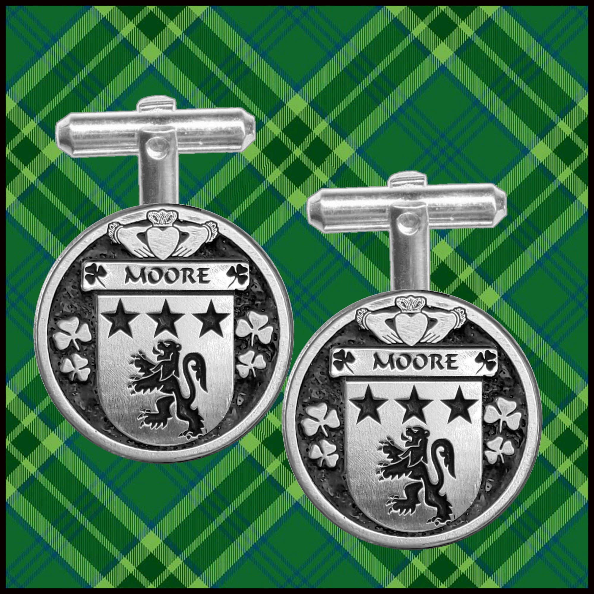 Moore Irish Coat of Arms Disk Cufflinks