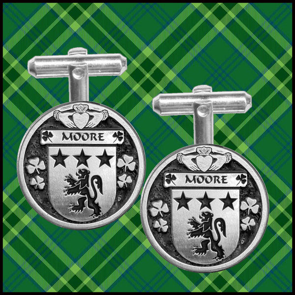 Moore Irish Coat of Arms Disk Cufflinks