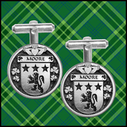 Moore Irish Coat of Arms Disk Cufflinks