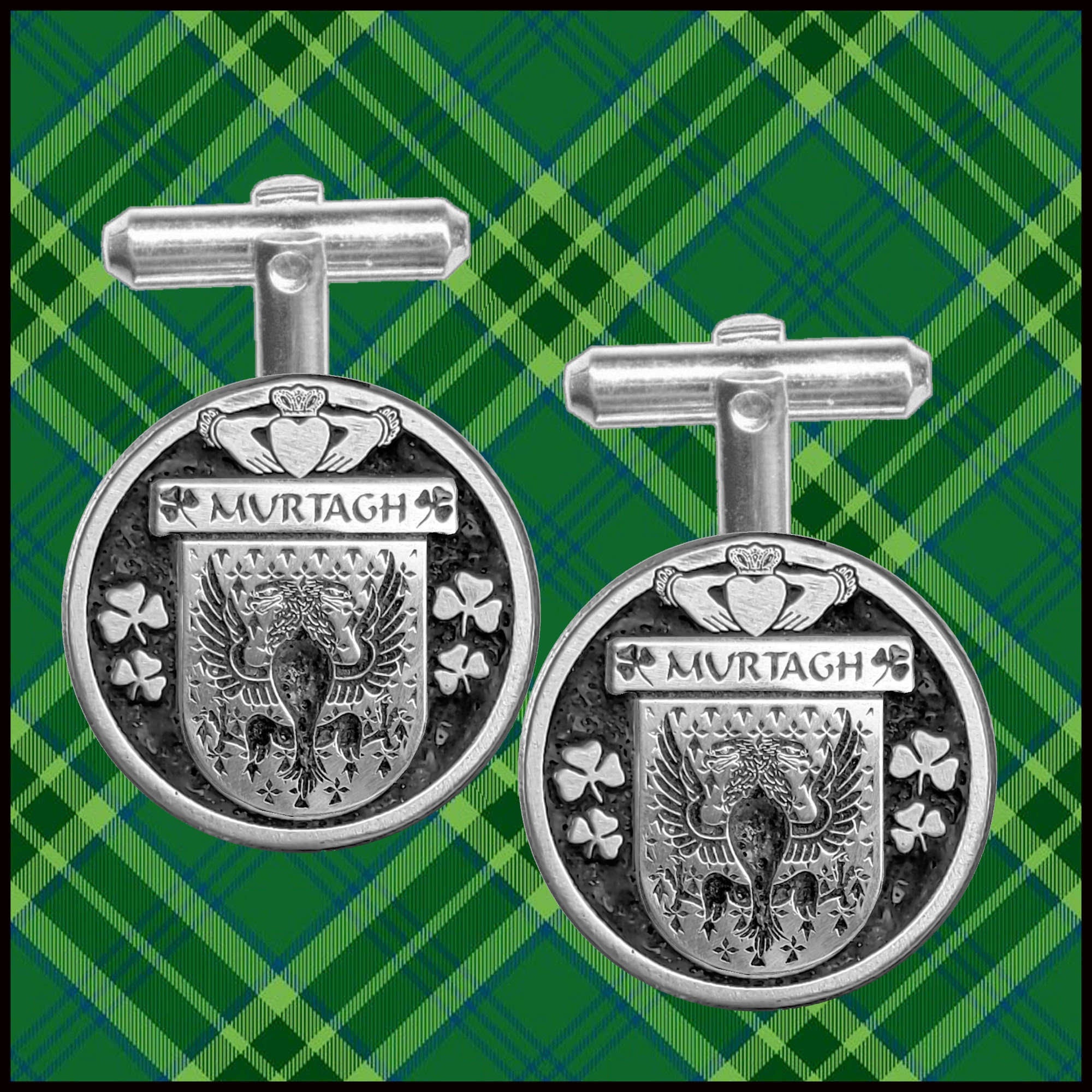 Murtagh Irish Coat of Arms Disk Cufflinks