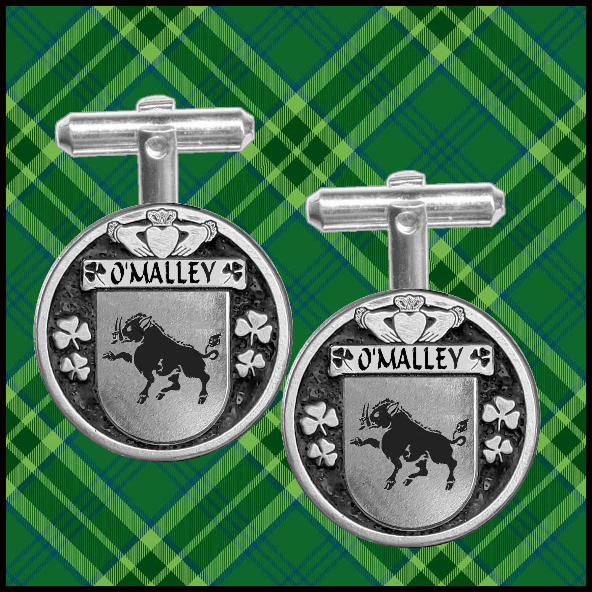 O'Malley Irish Coat of Arms Disk Cufflinks