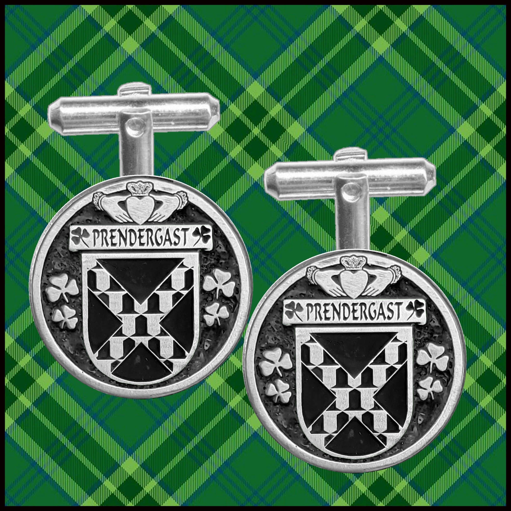Prendergast Tipperary Irish Coat of Arms Disk Cufflinks