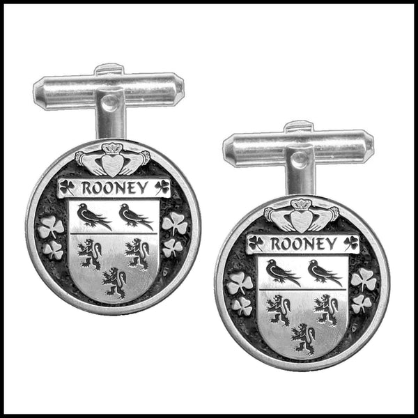 Rooney Irish Coat of Arms Disk Cufflinks