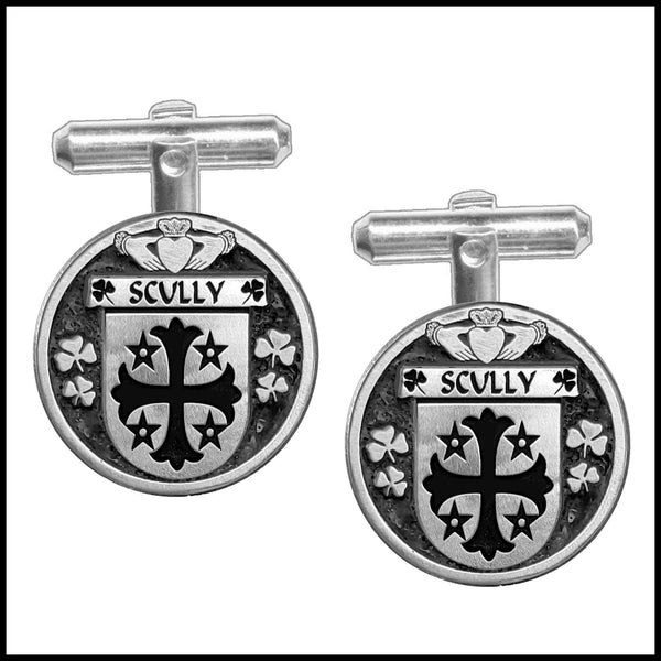 Scully Irish Coat of Arms Disk Cufflinks