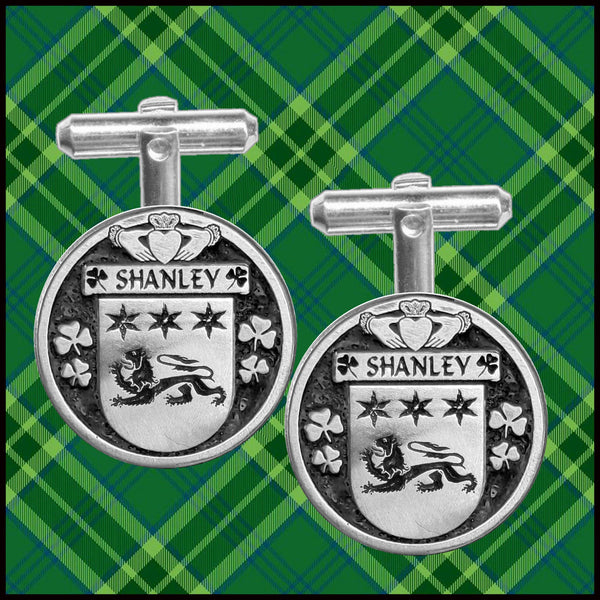 Shanley Irish Coat of Arms Disk Cufflinks