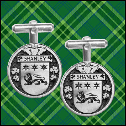 Shanley Irish Coat of Arms Disk Cufflinks