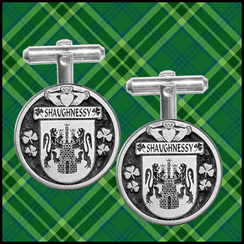 Shaughnessy Irish Coat of Arms Disk Cufflinks
