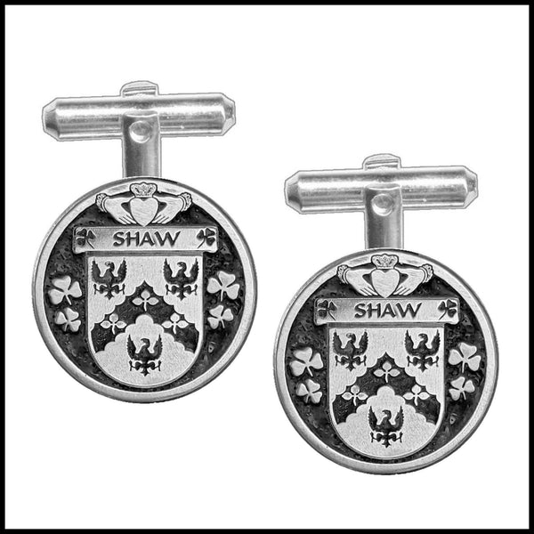 Shaw Irish Coat of Arms Disk Cufflinks
