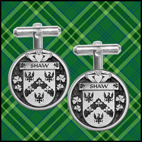 Shaw Irish Coat of Arms Disk Cufflinks