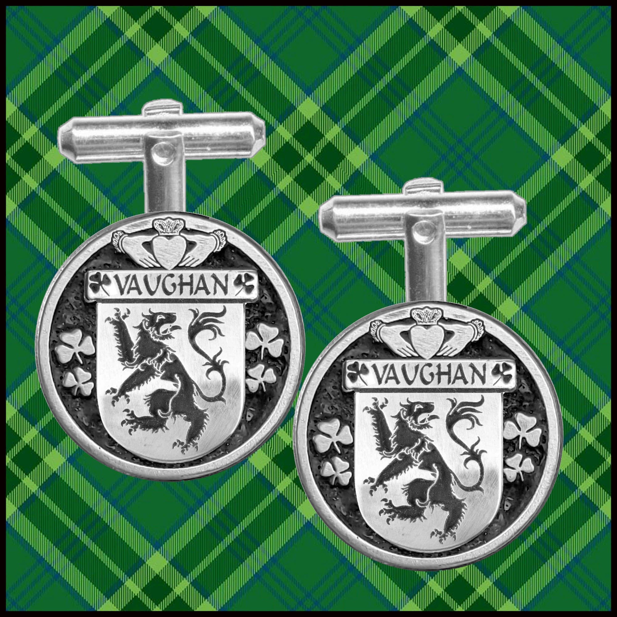 Vaughan Irish Coat of Arms Disk Cufflinks