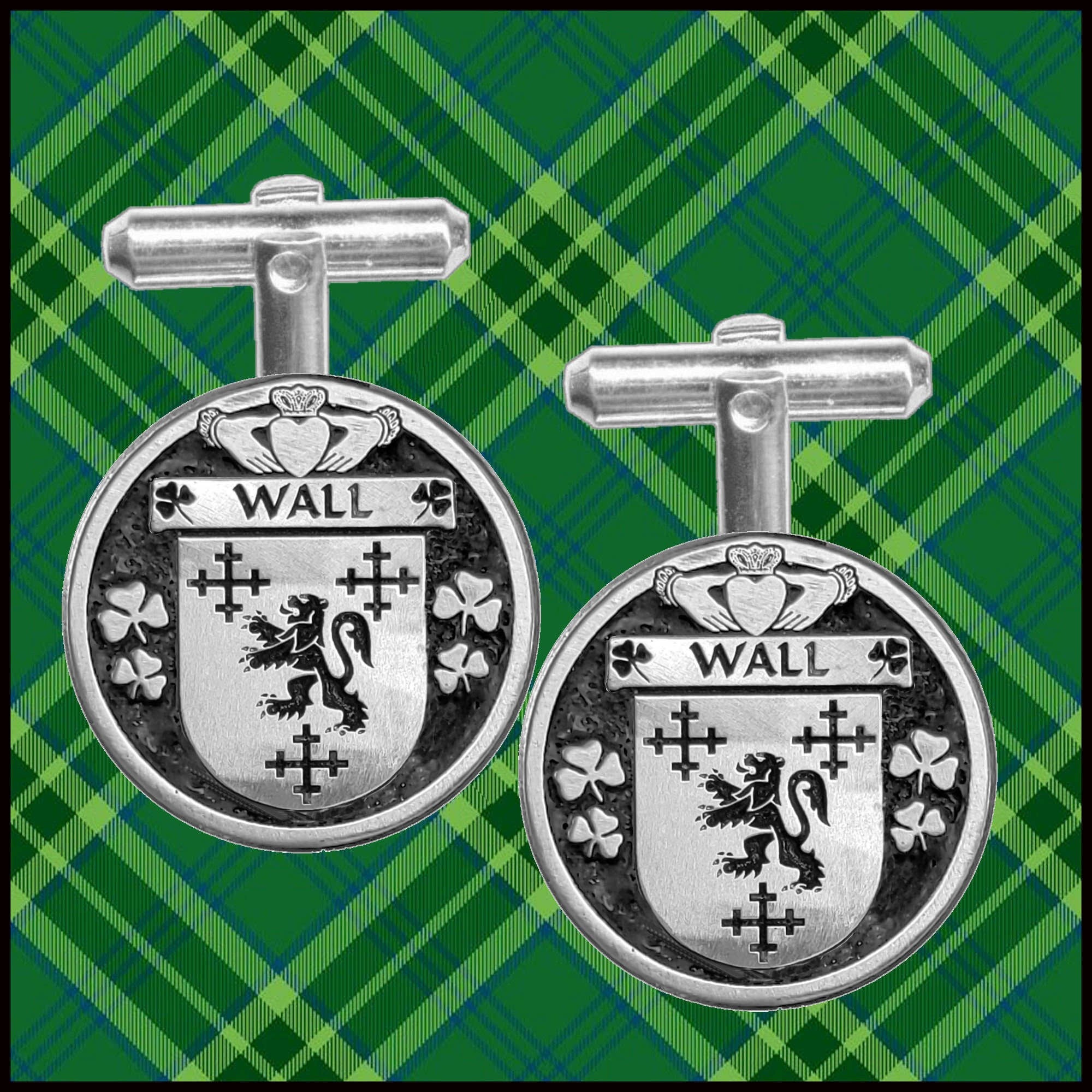 Wall Irish Coat of Arms Disk Cufflinks