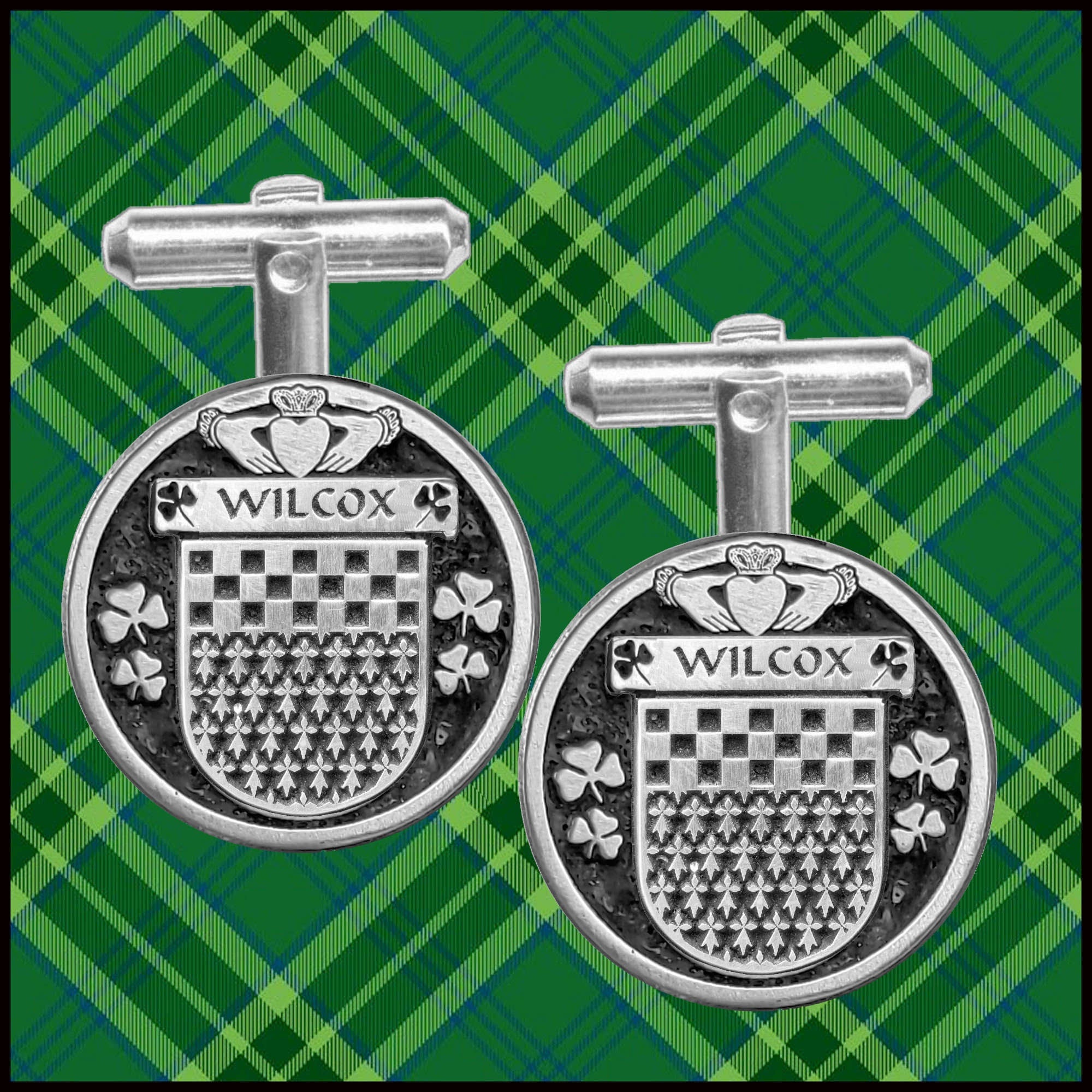 Wilcox Irish Coat of Arms Disk Cufflinks