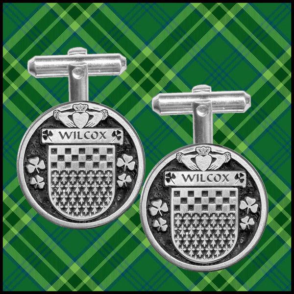 Wilcox Irish Coat of Arms Disk Cufflinks