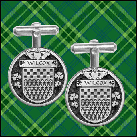 Wilcox Irish Coat of Arms Disk Cufflinks