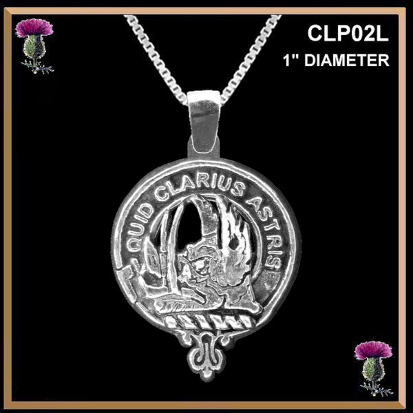 Baillie Large 1" Scottish Clan Crest Pendant - Sterling Silver