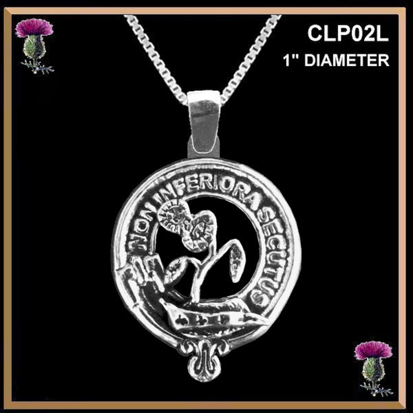 Buchan Large 1" Scottish Clan Crest Pendant - Sterling Silver