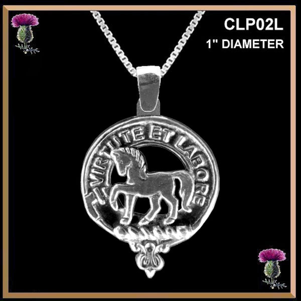 Cochrane Large 1" Scottish Clan Crest Pendant - Sterling Silver