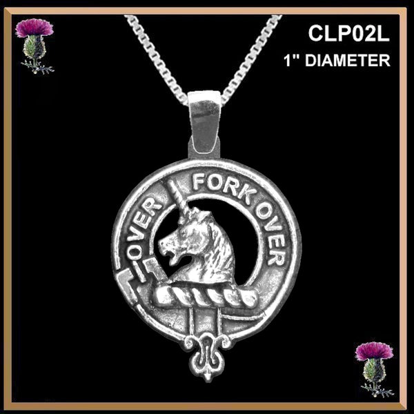 Cunningham Large 1" Scottish Clan Crest Pendant - Sterling Silver