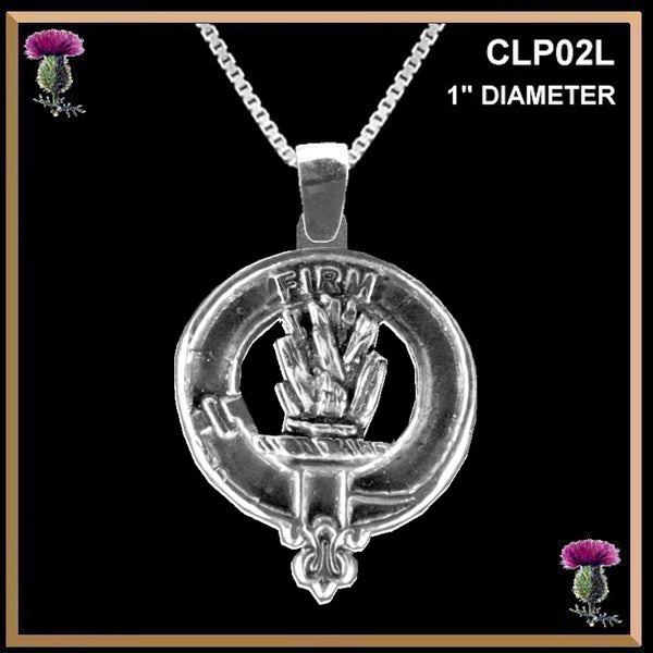 Dalrymple Large 1" Scottish Clan Crest Pendant - Sterling Silver