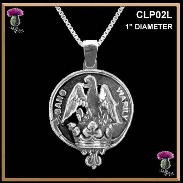 Drummond Large 1" Scottish Clan Crest Pendant - Sterling Silver