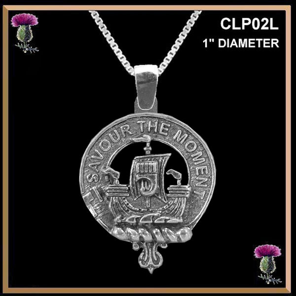 Duncan Sketraw Large 1" Scottish Clan Crest Pendant - Sterling Silver