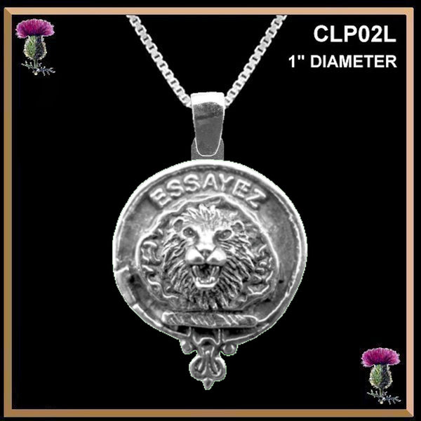 Dundas Large 1" Scottish Clan Crest Pendant - Sterling Silver