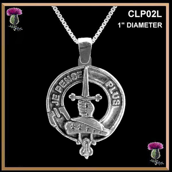 Erskine Large 1" Scottish Clan Crest Pendant - Sterling Silver