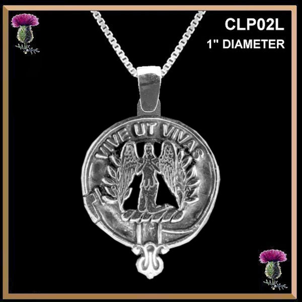 Falconer Large 1" Scottish Clan Crest Pendant - Sterling Silver