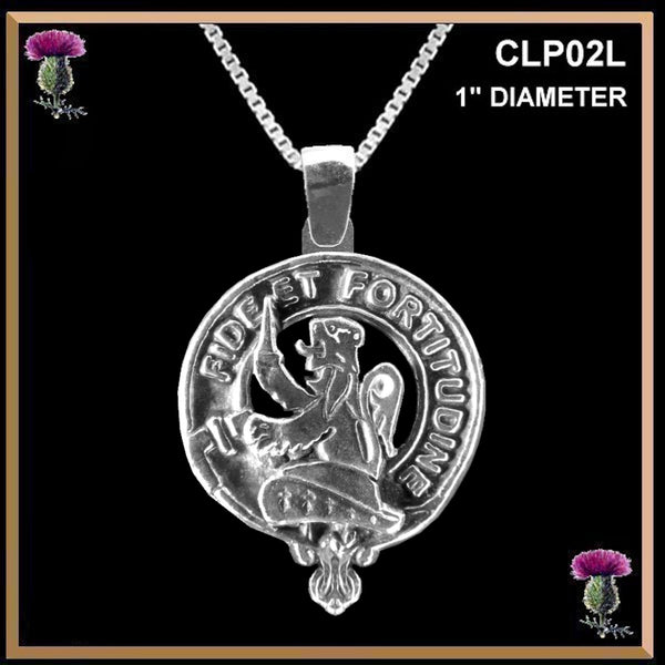 Farquharson Large 1" Scottish Clan Crest Pendant - Sterling Silver