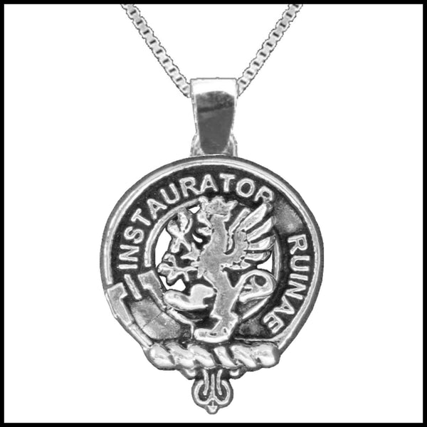 Forsyth Large 1" Scottish Clan Crest Pendant - Sterling Silver