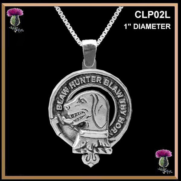 Forrester Large 1" Scottish Clan Crest Pendant - Sterling Silver