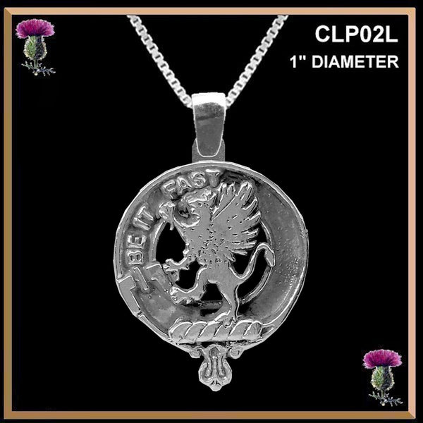 Fotheringham Large 1" Scottish Clan Crest Pendant - Sterling Silver