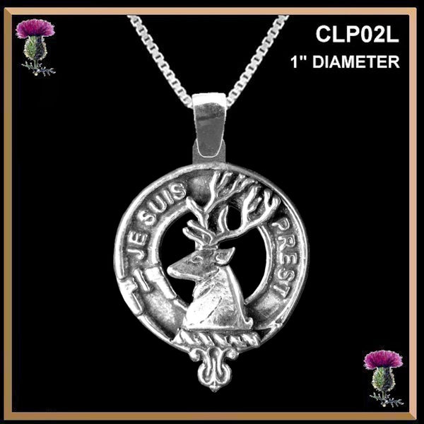 Fraser Lovat Large 1" Scottish Clan Crest Pendant - Sterling Silver