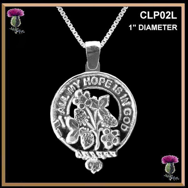 Fraser Saltoun Large 1" Scottish Clan Crest Pendant - Sterling Silver