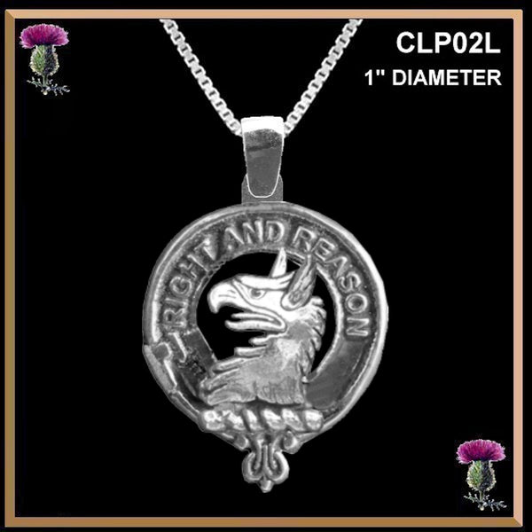 Graham Menteith Large 1" Scottish Clan Crest Pendant - Sterling Silver