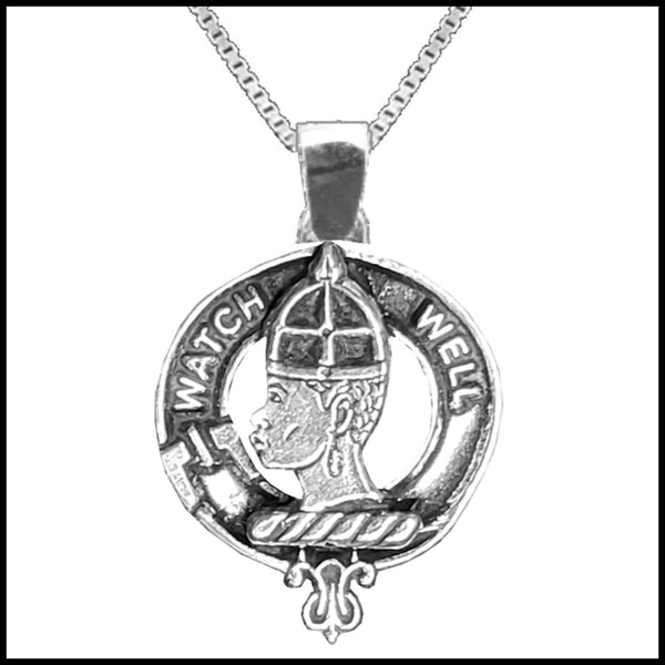 Haliburton Large 1" Scottish Clan Crest Pendant - Sterling Silver