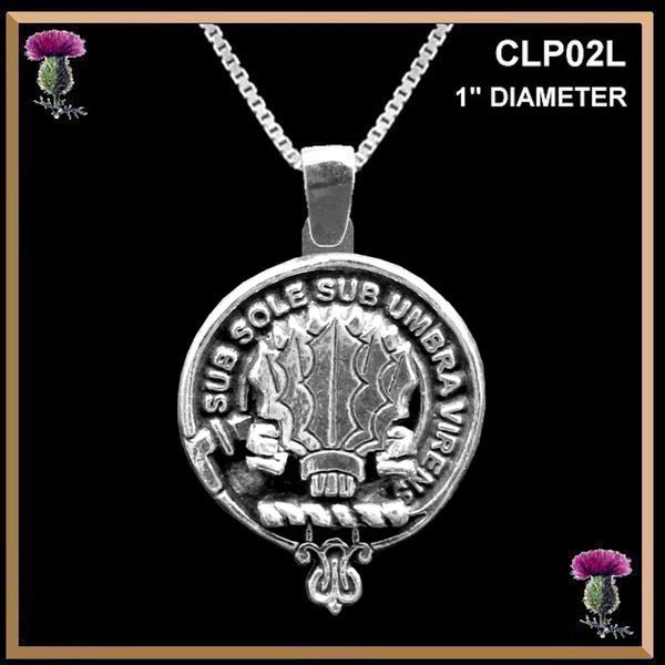 Irvine Drum Large 1" Scottish Clan Crest Pendant - Sterling Silver