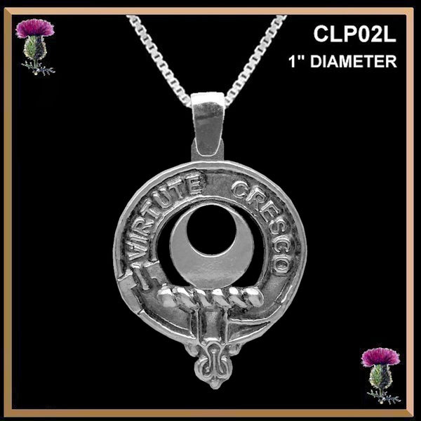 Leask Large 1" Scottish Clan Crest Pendant - Sterling Silver