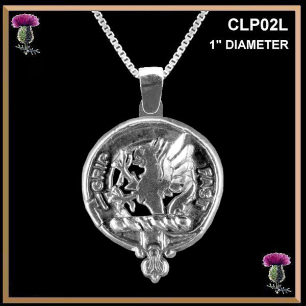 Leslie Large 1" Scottish Clan Crest Pendant - Sterling Silver