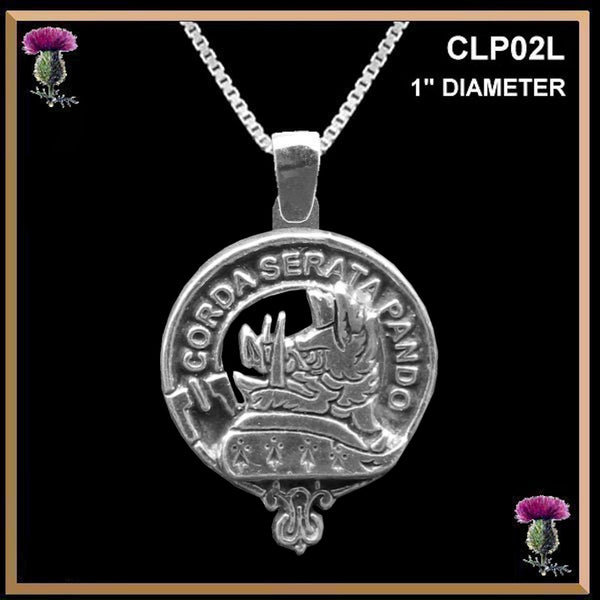 Lockhart Large 1" Scottish Clan Crest Pendant - Sterling Silver