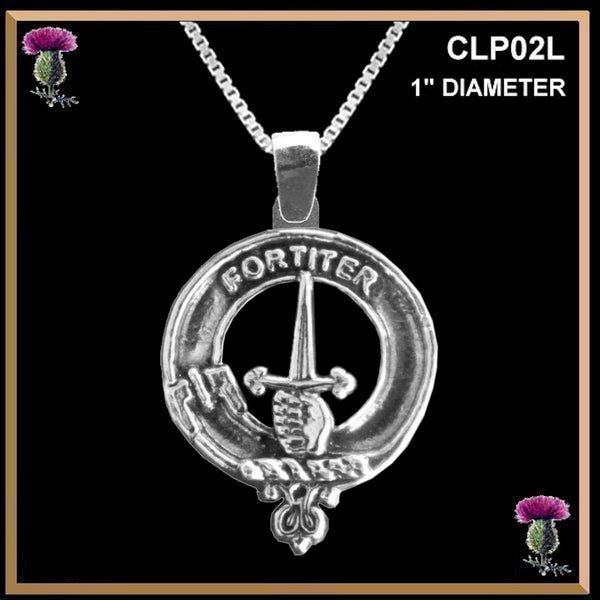 MacAlister Large 1" Scottish Clan Crest Pendant - Sterling Silver