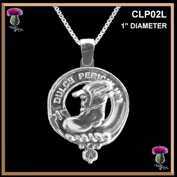 MacAulay Large 1" Scottish Clan Crest Pendant - Sterling Silver