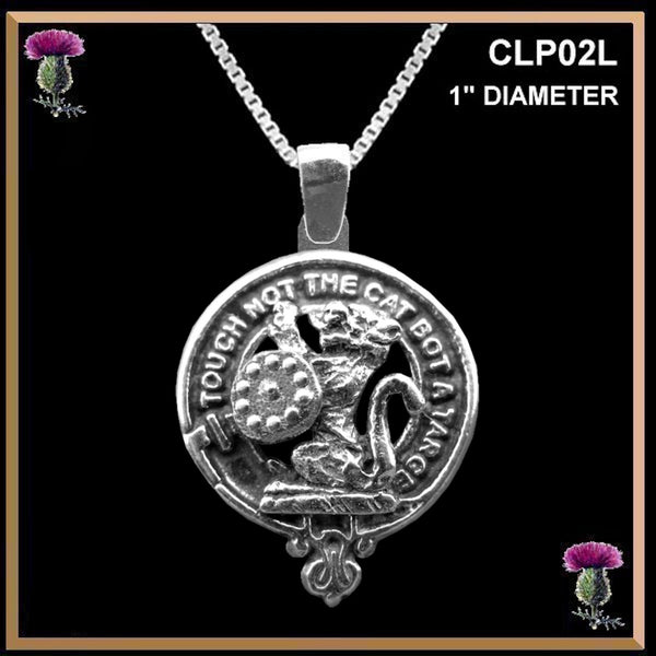 MacBain Large 1" Scottish Clan Crest Pendant - Sterling Silver