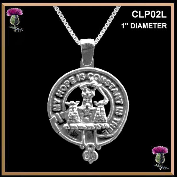 MacDonald Clanranald Large 1" Scottish Clan Crest Pendant - Sterling Silver