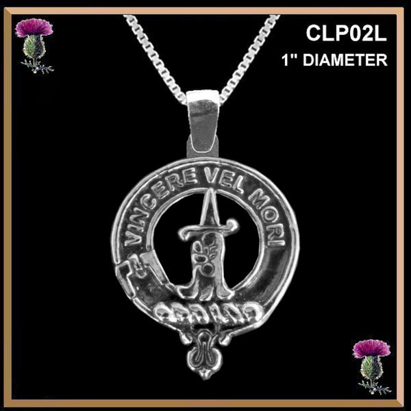 MacDowell Large 1" Scottish Clan Crest Pendant - Sterling Silver