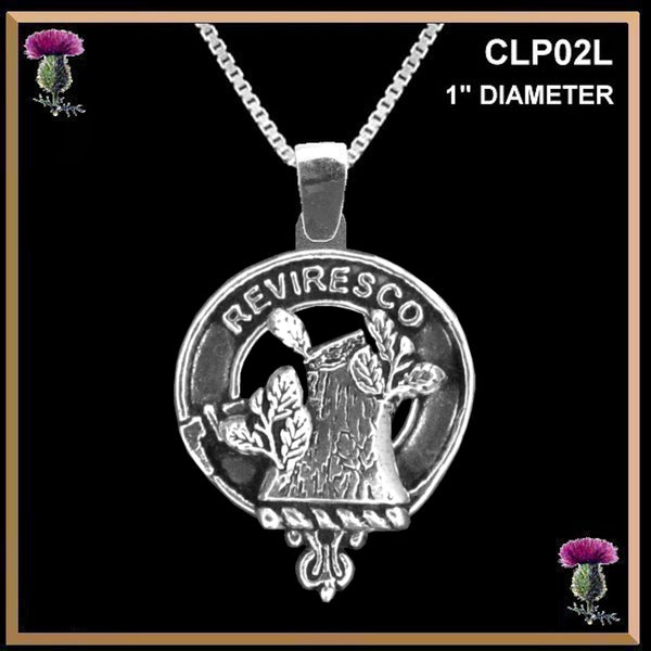 MacEwen Large 1" Scottish Clan Crest Pendant - Sterling Silver