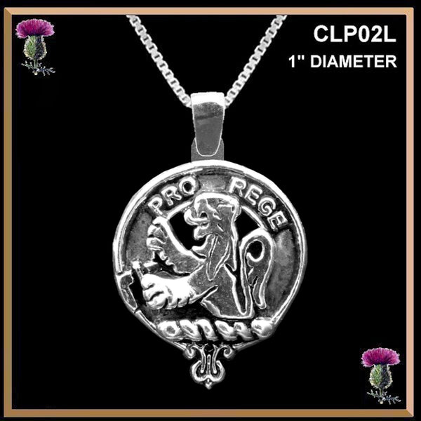 MacFie Large 1" Scottish Clan Crest Pendant - Sterling Silver