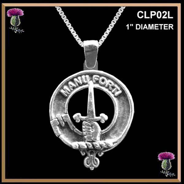 MacKay Large 1" Scottish Clan Crest Pendant - Sterling Silver