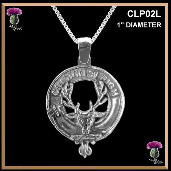 MacKenzie Seaforth Large 1" Scottish Clan Crest Pendant - Sterling Silver